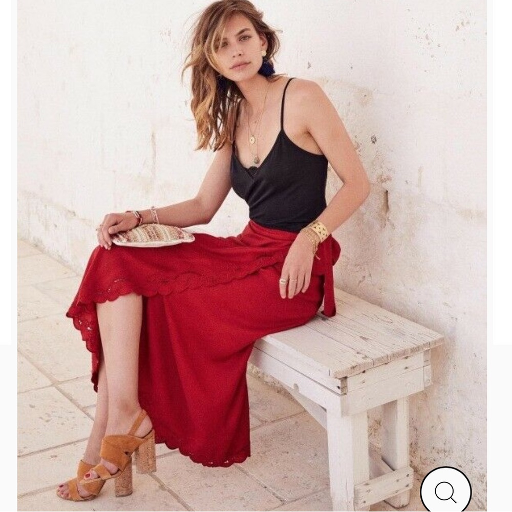 Sezane Jupe red wrap skirt